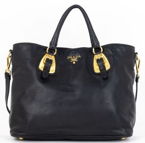PRADA BLACK SHOPPING CROSSBODY TOTE