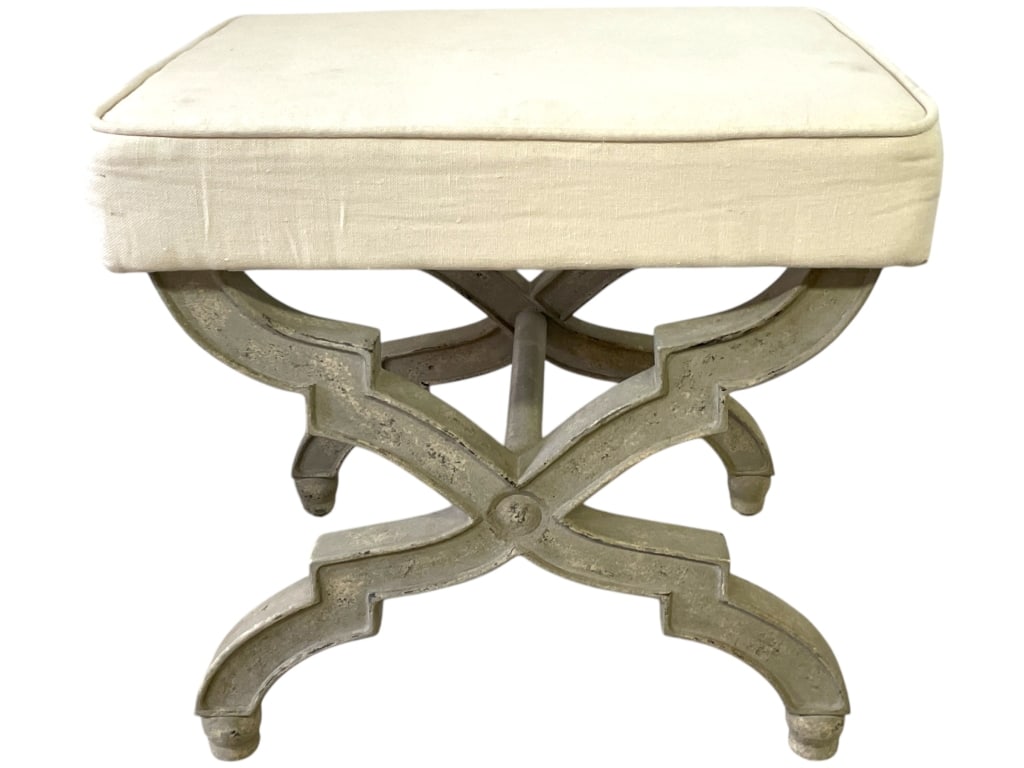 FRENCH STYLE X-BASE UPHOLSTERED BENCH 20" (1 of 5)