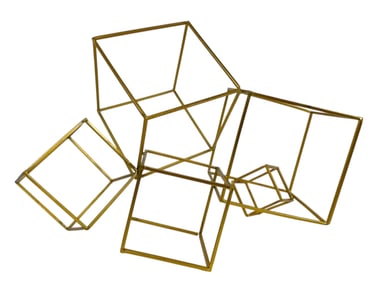CONTEMPORARY SCULPTURAL METAL CUBE ARTWORK 21"