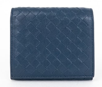 BOTTEGA VENETA BLUE BIFOLD COMPACT WALLET