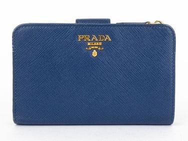 PRADA FRENCH BLUETTE SAFFIANO LEATHER PURSE