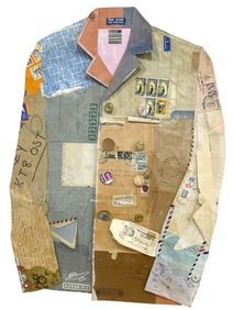 PETER CLARK MIXED MEDIA JACKET COLLAGE 35"