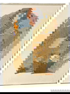 PETER CLARK  MIXED MEDIA JACKET COLLAGE 35": PETER CLARK (BRITISH, B. 1944) MIXED MEDIA COLLAGE “JACKET TYPE&rdquo; IN LUCITE SHADOW BOX | STRIKING MIXED MEDIA COLLAGE BY ACCLAIMED BRITISH ARTIST PETER CLARK (B. 1944), ENTITLED "JACKET TYPE,"