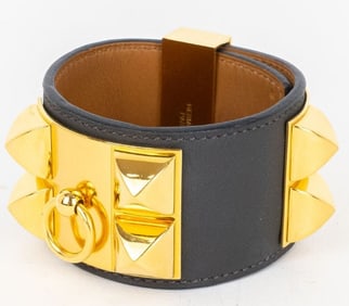HERMES COLLIER DE CHIEN BRACELET BLACK/BROWN