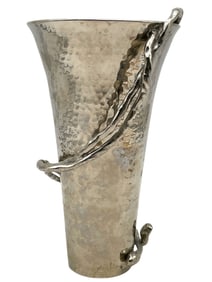 MICHAEL ARAM ARTISANAL HAMMERED METAL VASE 9.5"
