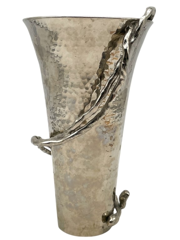MICHAEL ARAM ARTISANAL HAMMERED METAL VASE 9.5" (1 of 6)