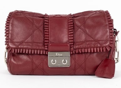 DIOR CANNAGE LEATHER NEW LOCK FLAP HANDBAG