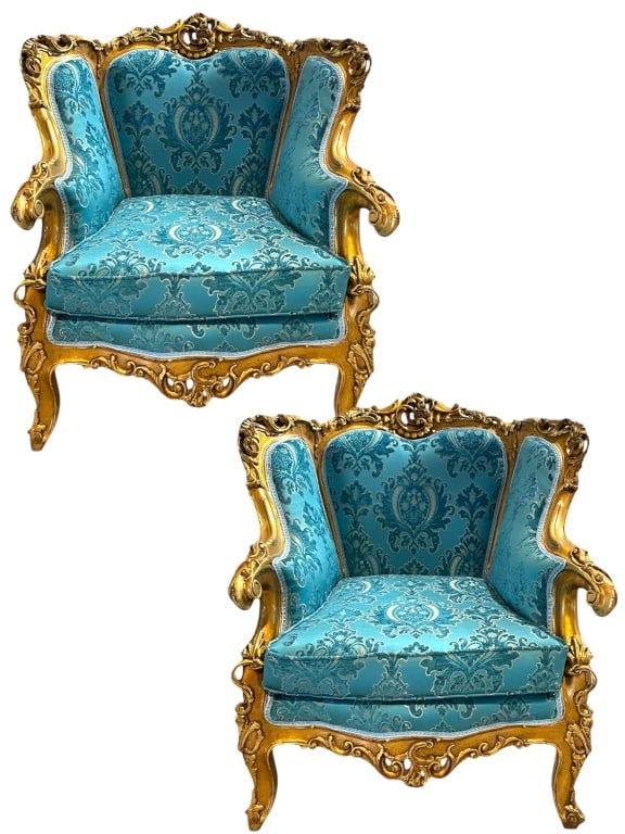PAIR OF CUSTOM BAROQUE STYLE ARMCHAIRS (1 of 11)