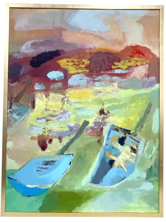 LARGE COASTAL ABSTRACT OIL PAINTING 49.5" (1 of 5)