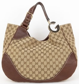GUCCI CHARLOTTE BEIGE/DARK BROWN HOBO