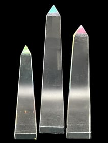 THREE MODERNIST LUCITE OBELISKS