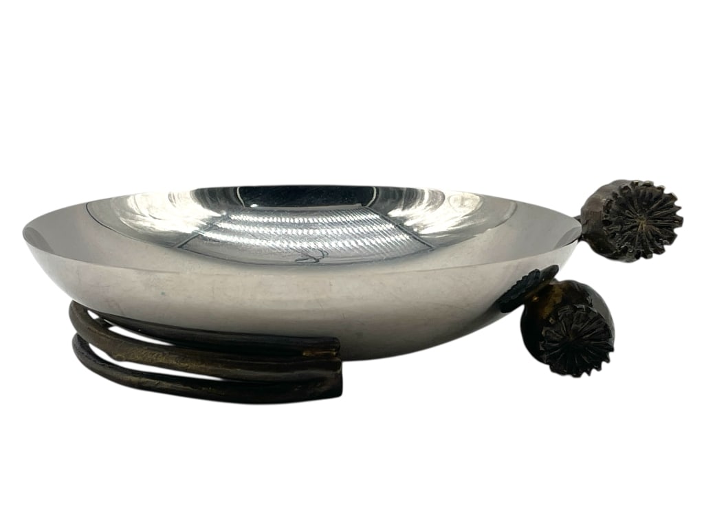 MICHAEL ARAM STEEL W/ BRONZE POPPY BOWL 6" (1 of 6)