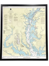 FRAMED NOAA NAUTICAL CHART CHESAPEAKE BAY 35"