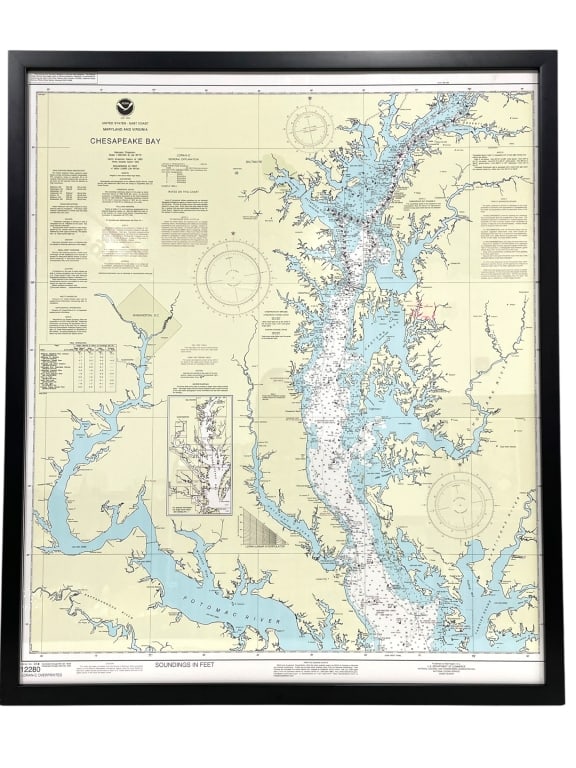 FRAMED NOAA NAUTICAL CHART CHESAPEAKE BAY 35" (1 of 5)