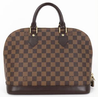 LOUIS VUITTON ALMA PM BROWN DAMIER EBENE HANDBAG: LOUIS VUITTON ALMA PM BROWN DAMIER EBENE GOLDEN BRASS -BROWN -COATED CANVAS -29*23*15CM -CONDITION RATING AA -GTA0677 -CLASSIC LOUIS VUITTON ALMA PM IN ICONIC DAMIER EBENE CANVAS WITH STRUCTURED SILHO