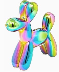 IRIDESCENT MINI CERAMIC DOG PIGGY BANK 7.5"