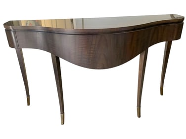 CURVED FRONT WALNUT CONSOLE TABLE 59.5"