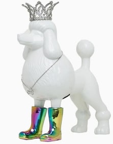 IRIDESCENT POODLE W/ CROWN PIGGY BANK 10.5"
