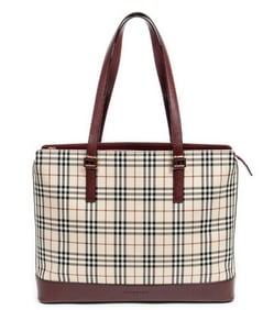 BURBERRY NOVA CHECK CANVAS LARGE HORIZONTAL TOTE