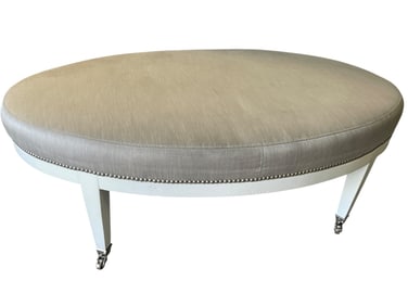 OVAL TUFTED OTTOMAN WITH NAILHEAD TRIM 54"