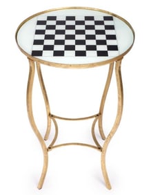 ELEGANT ROUND CHESSBOARD ACCENT TABLE 27"