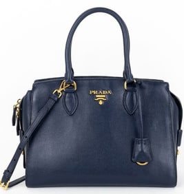PRADA CLASSIC CROSSBODY TOTE NAVY BLUE