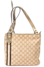 GUCCI WEB JOLICOEUR CROSSBODY MONOGRAMMED CANVAS