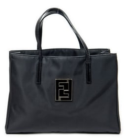 FENDI SMALL SQUARE TOTE NYLON CANVAS