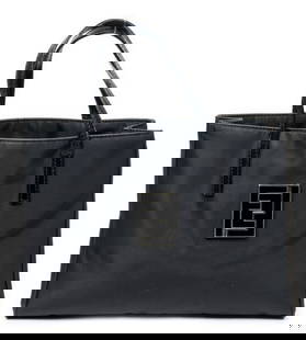 FENDI SMALL SQUARE NYLON CANVAS TOTE: FENDI SMALL SQUARE TOTE NYLON CANVAS -BLACK -CANVAS -28*20*8CM -DUSTBAG -CONDITION RATING A -ABB1907 -STYLISH AND FUNCTIONAL FENDI HANDBAG FEATURING SLEEK BLACK NYLON BODY, MATCHING PATENT LEATHER HAN