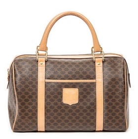 CELINE VINTAGE SMALL BOSTON MACADAM COATED CANVAS