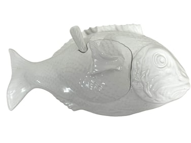 WHITE PORCELAIN FISH CAVIAR CONDIMENT SERVER 10.5"
