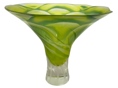 HAND-BLOWN ART GLASS VASE 9"