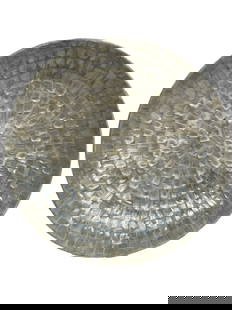 LARGE MOTHER OF PEARL MOSAIC DECORATIVE BOWL 16": LARGE ROUND MOTHER OF PEARL MOSAIC DECORATIVE BOWL – MEASURING APPROXIMATELY 16" IN DIAMETER AND 4.5" HIGH, THIS STRIKING HANDCRAFTED CENTERPIECE BOWL FEATURES A STUNNING IRIDESCENT MOTHER OF PEARL
