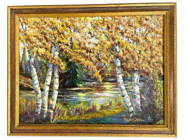 VAN OOSTEN  AUTUMN LANDSCAPE OIL PAINTING 28"