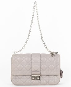 DIOR MISS DIOR GREY CANNAGE LEATHER SILVER