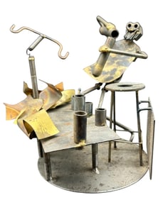 VINTAGE MID MOD METAL ART SCULPTURE