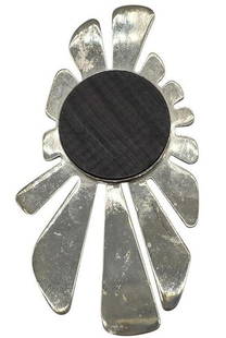 PIERRE CARDIN SILVER BROOCH 4": PIERRE CARDIN SILVER BROOCH 4" -VERY GOOD PRE OWNED CONDITION -APPROX 4" -PIER CARDIN STAMP -JA 022425 / RL 061125 &nbsp; By bidding