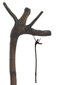 WOODEN WALKING CANE W/ MULTI-PRONGED HANDLE