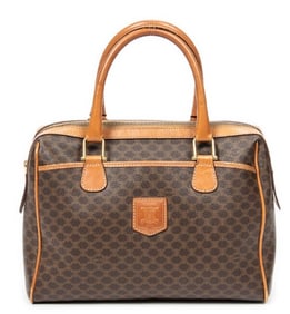 CELINE VINTAGE SMALL BOSTON MACADAM COATED CANVAS