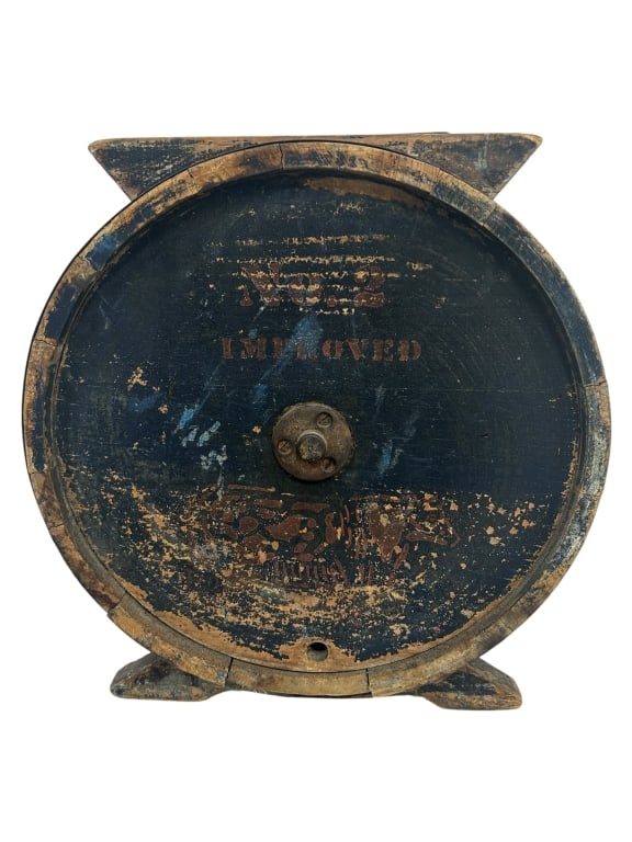 ANTIQUE PRIMITIVE WOODEN BARREL BUTTER CHURN 16" (1 of 6)