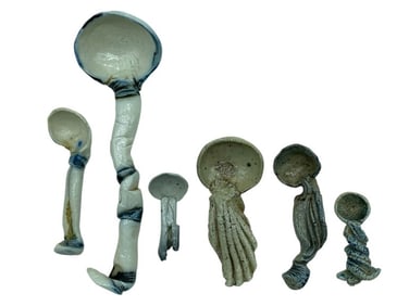 6 HANDMADE STUDIO ART POTTERY SCULPTURAL SPOONS