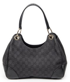 GUCCI SMALL COLBERT HOBO MONOGRAMMED DENIM CANVAS