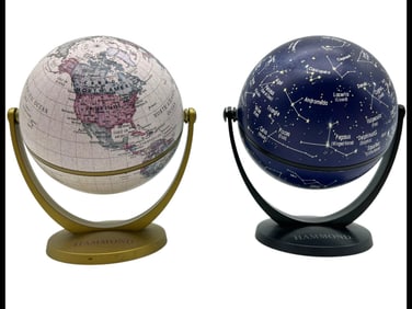 WORLD MAP AND CONSTELLATIONS MINI-GLOBES 6"