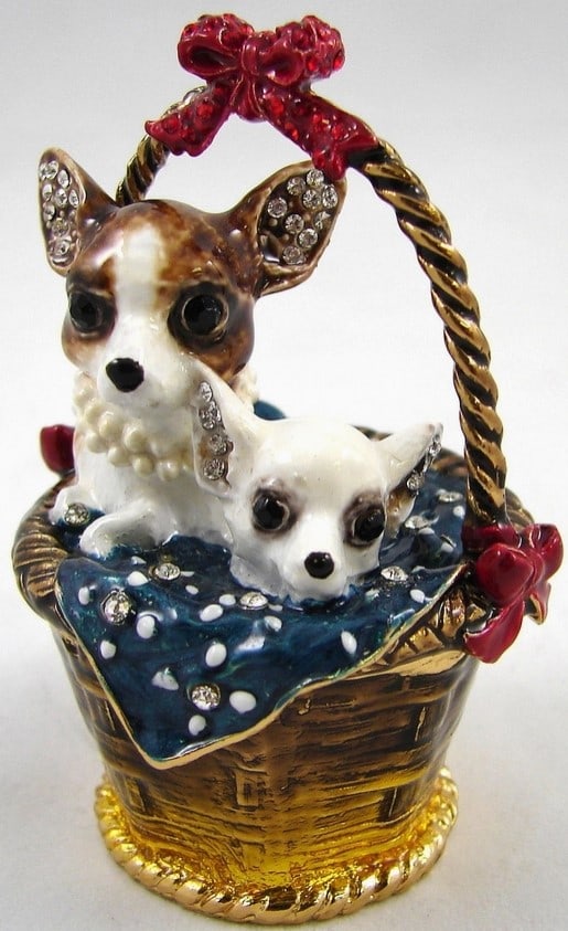 NEW! JAY STRONGWATER STYLE "Chihuahua Basket" Box (1 of 2)