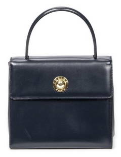 CELINE NAVY CALF LEATHER HANDBAG: - CELINE NAVY CALF LEATHER HANDBAG_x005F _x005F NAVY CALF LEATHER_x005F DIMENSIONS: 7.7x6.7x4.1 IN_x005F CONDITION RATING: A_x005F ABA7587_x005F _x005F - By bidding on this item, you have read, unders