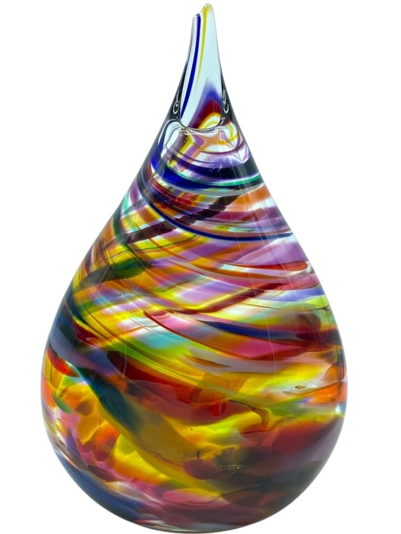 SIGNED MURANO STYLE ART GLASS TEARDROP VASE 14" (1 of 8)