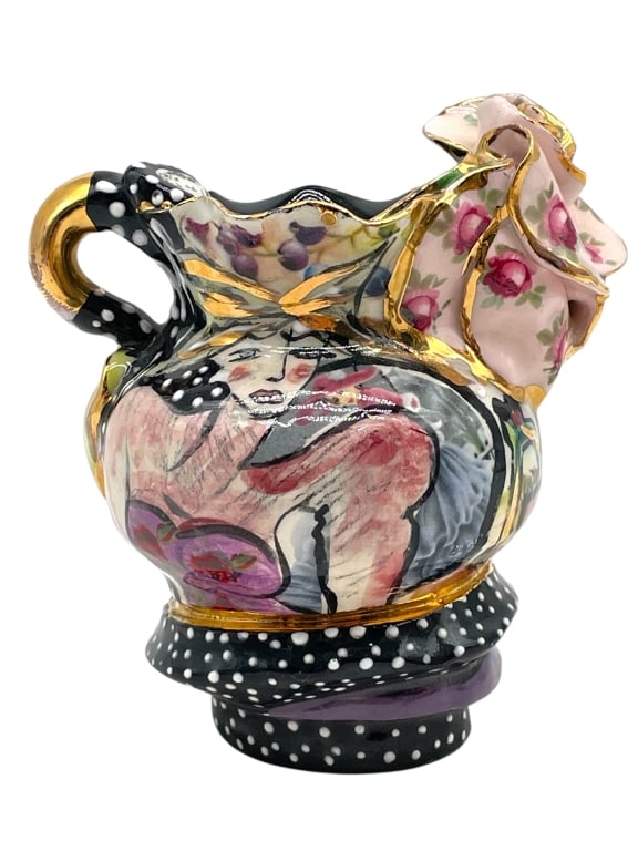 LANEY OXMAN WHIMSICAL HAND-PAINTED CERAMIC PITCHER (1 of 6)
