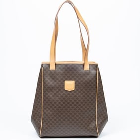 CELINE VINTAGE VERTICAL TOTE BROWN SHOULDER BAG