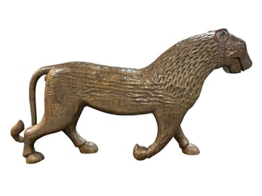 LARGE METAL-CLAD SCULPTURE OF A LION 46"