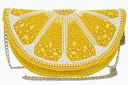 NEW MARY FRANCES TART BEADED LEMON CROSSBODY HANDG
